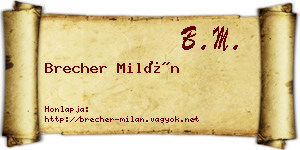 Brecher Milán névjegykártya